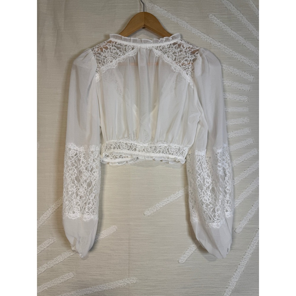 For Love & Lemons x Victoria's Secret Freya Flower Lace Blouse Cottagecore - Picture 3 of 7